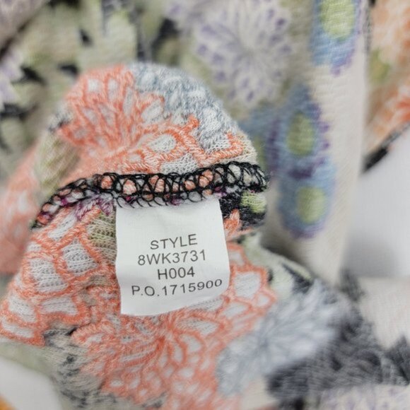 LUCKY BRAND Womens MEDIUM Thermal Shirt Asian Boho Retro Vintage Hippie Flower - Picture 8 of 14